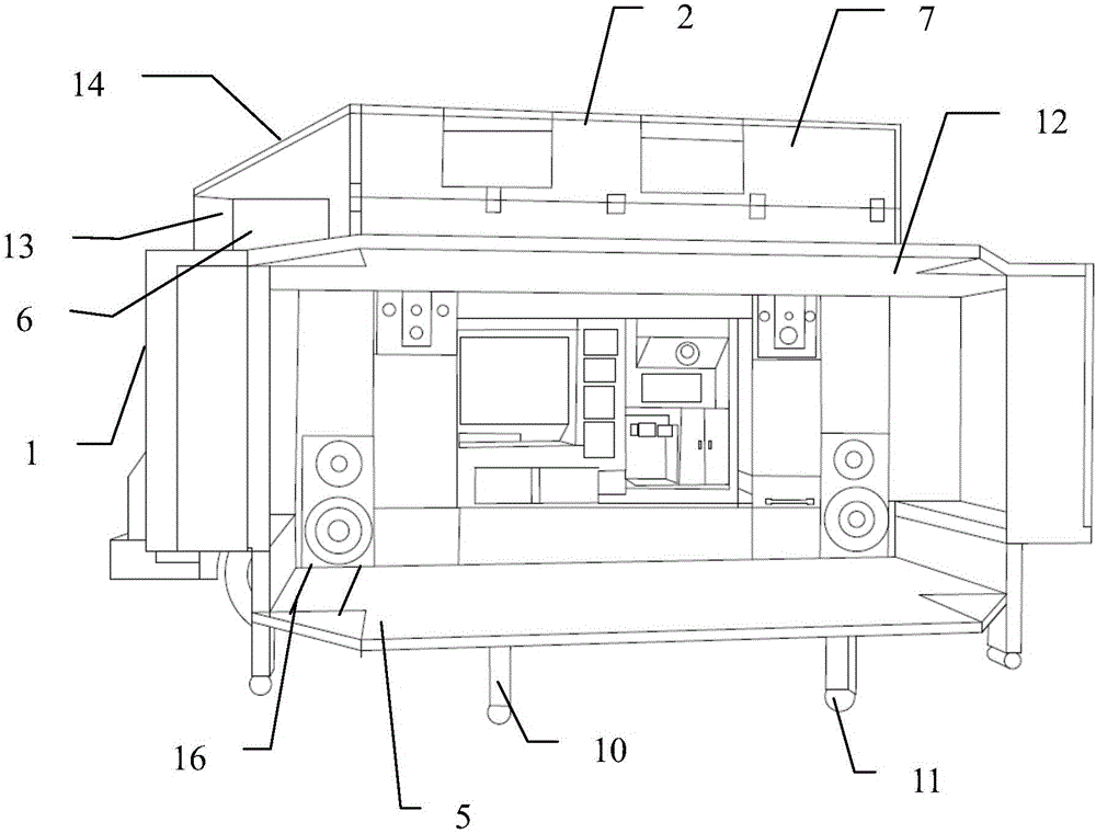 Foldable and expandable multifunctional double-layer touring car