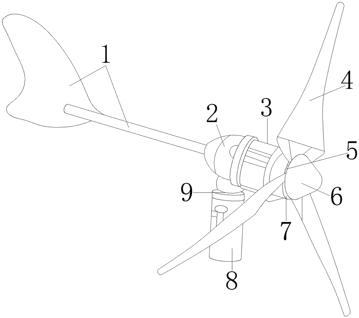 Horizontal axial wind following high-speed rotation wind power generator