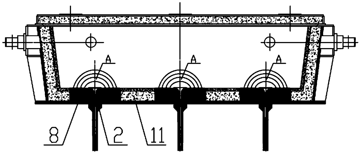 Heating structure of electromagnetic fixed-point target area of ​​tundish tank