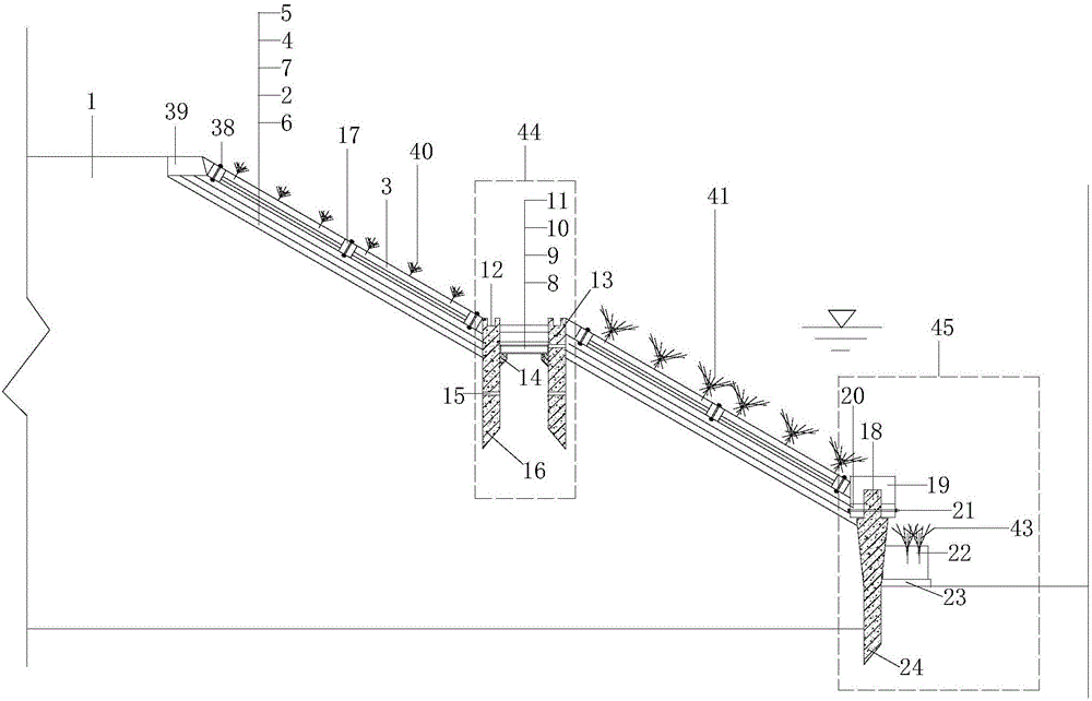 Ecological type slope protection structure and construction method