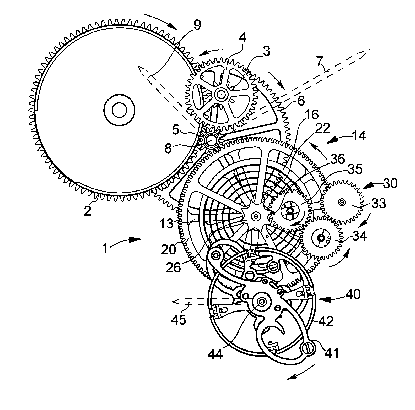 Watch whose movement includes a constant force device