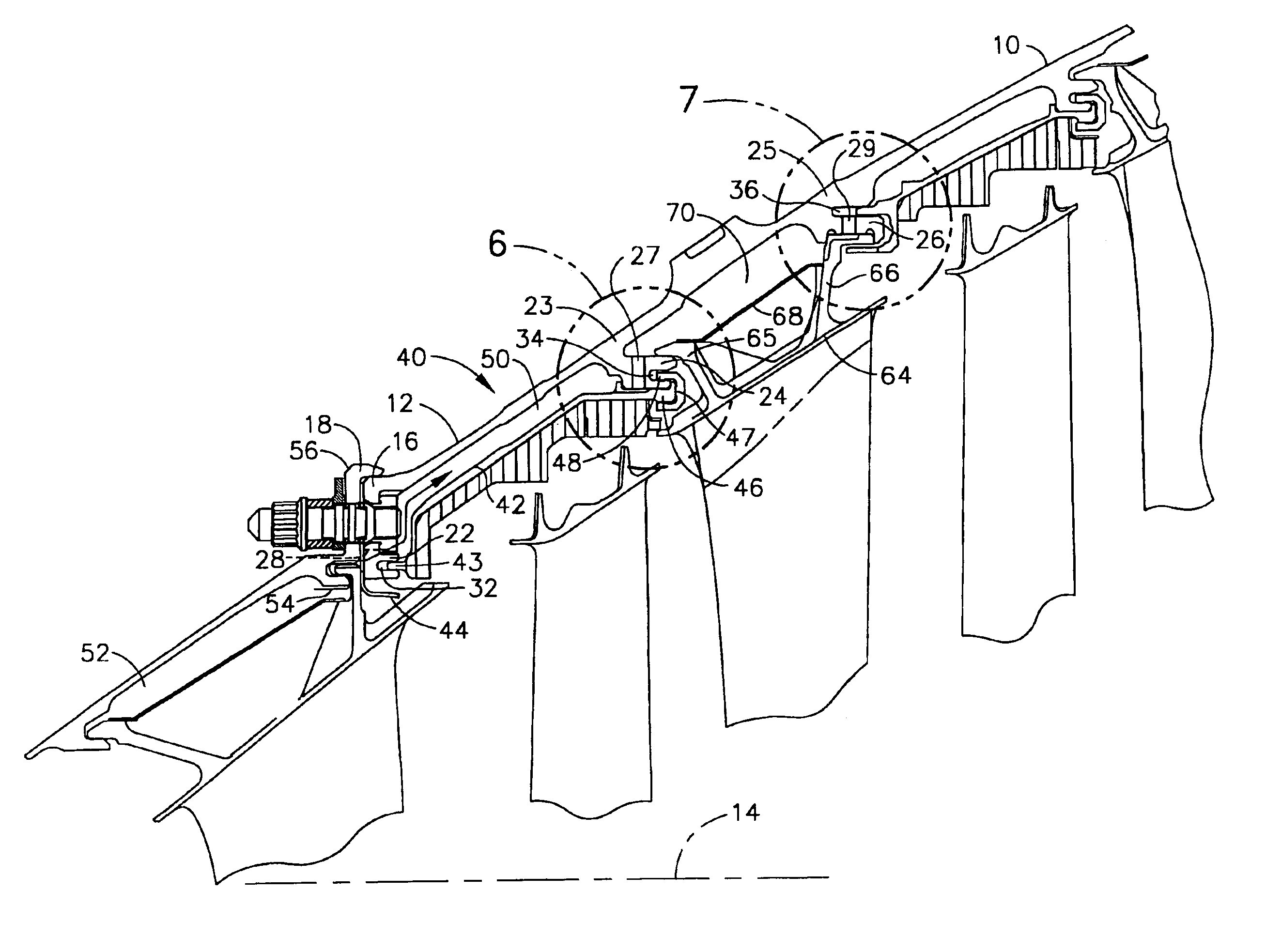 Internal low pressure turbine case cooling