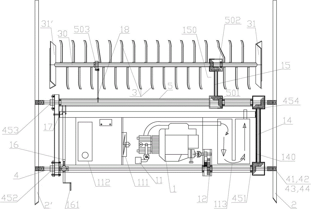 Automatic poultry manure turning rake machine