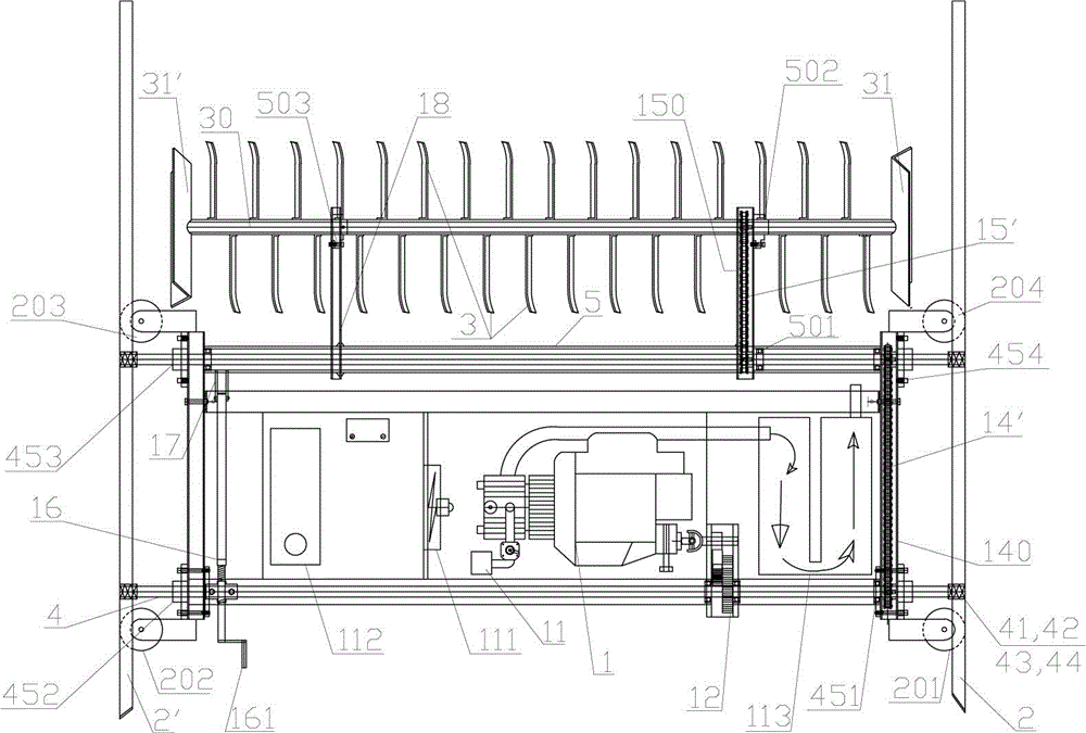 Automatic poultry manure turning rake machine