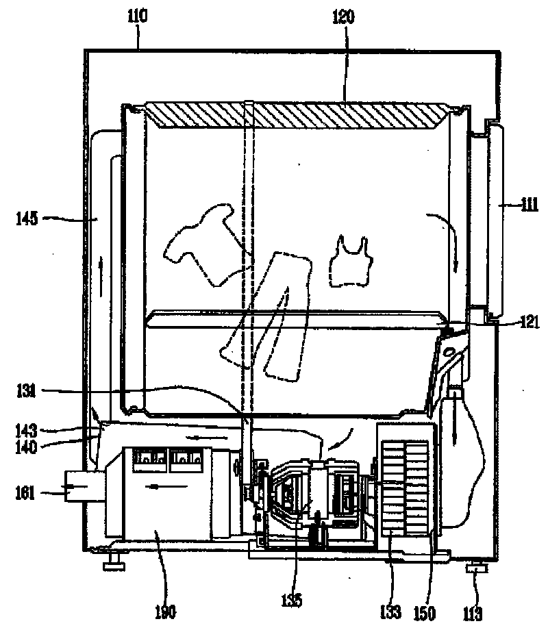 Water level detecting device and method for dryer