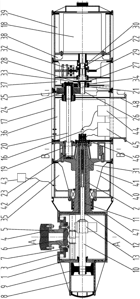 Horizontal-axis ocean current energy generator set and speed-up gearbox thereof