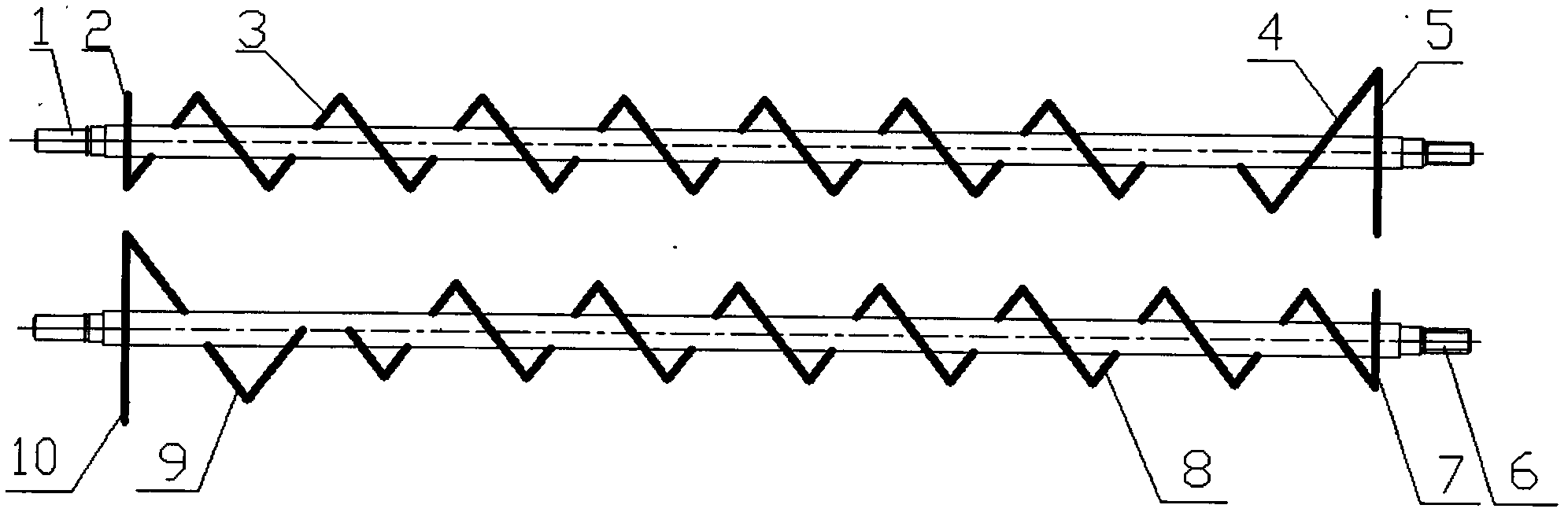 Transversely-circular material pushing screw