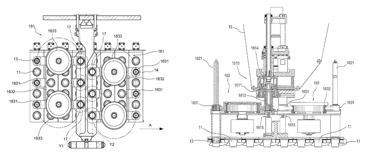 Apparatus and method for packing a product in a container comprising an external body and an internal bag