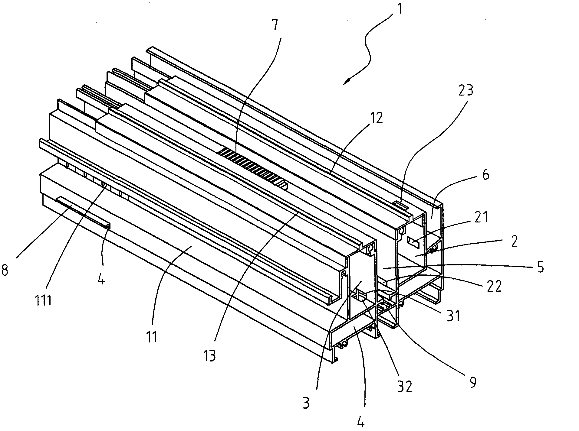 Pressure storage and water drainage structure of aluminium window