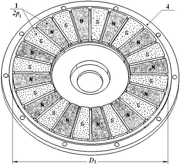 Asynchronous inducting type less-polarity-difference magnetic driving eccentric gear pair in transverse magnetic field