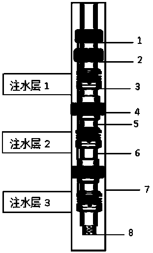 Wireless measurement and control separate injection pipe column of water injection well