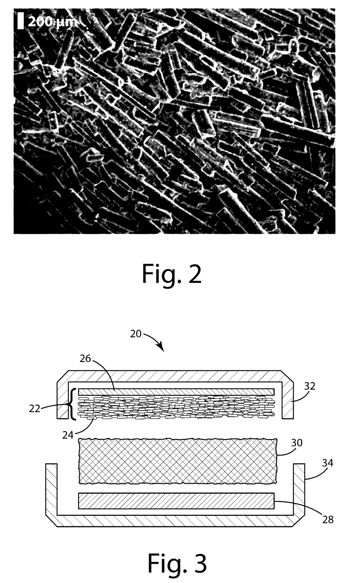 Method of manufacturing high volumetric density electrodes from self-aligning fiber powders