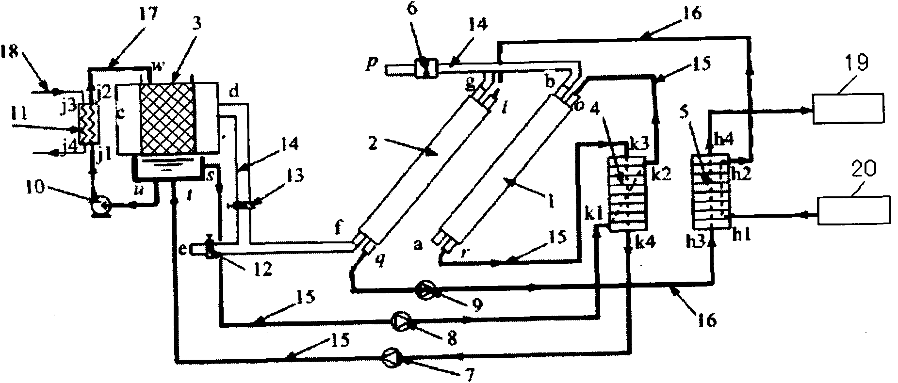 Solar air pretreatment staged solution heat collection regeneration device