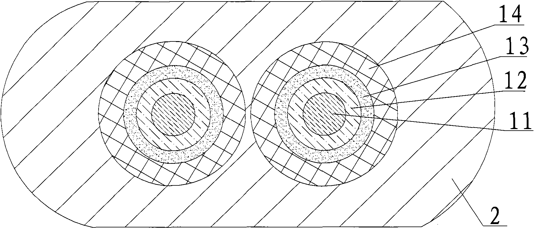 Tightly packaged fiber, and dual-core indoor cable and processing method thereof