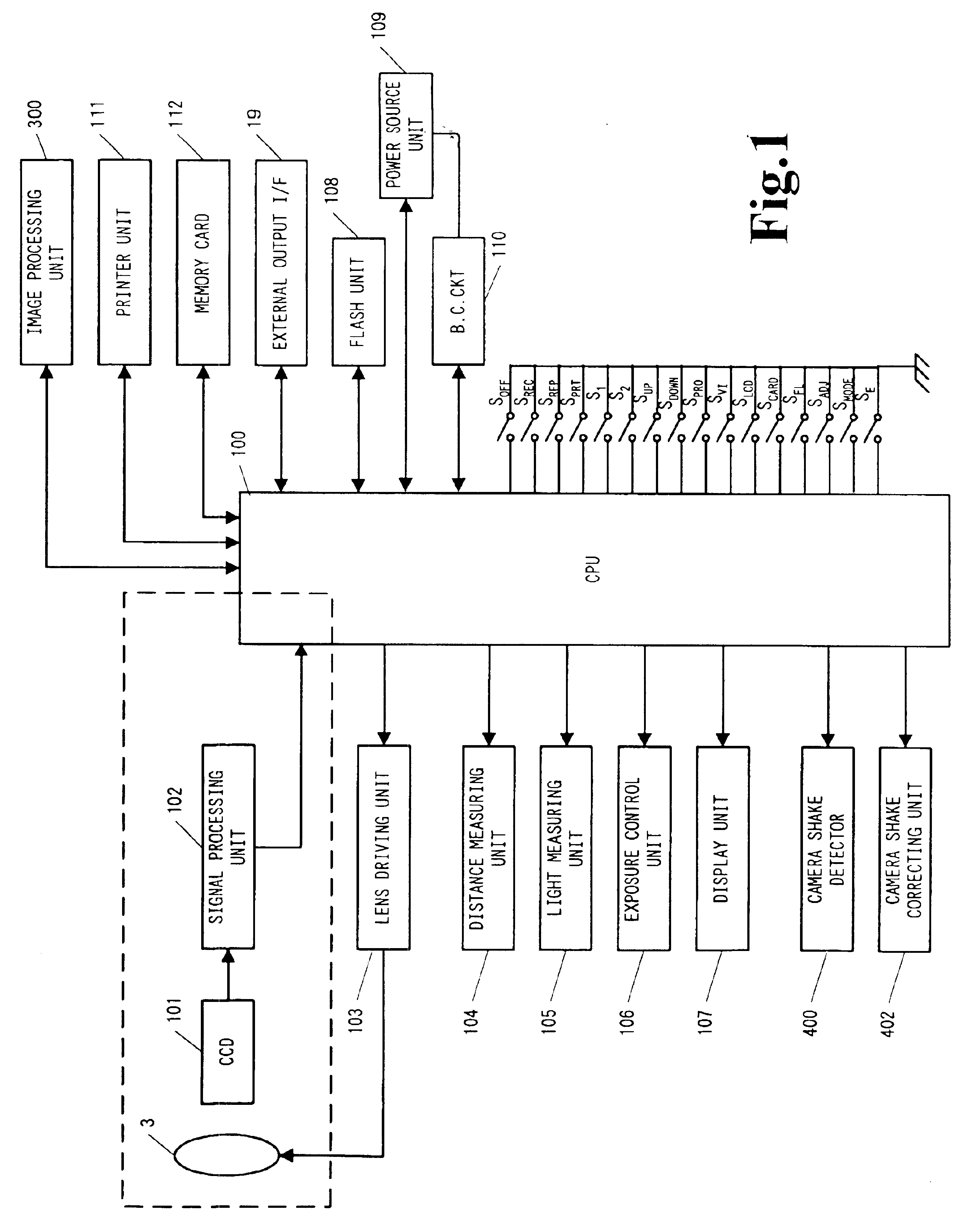 Digital camera having a printing function in which a movable camera part is moved from an in-use position to an out-of-use position during printing