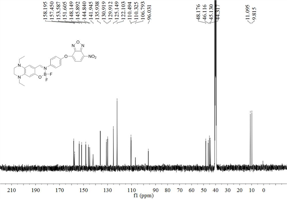 Fluorine-boron skeleton-based fluorescent probe TQBF-NBD with large Stokes displacement, and preparation method and application of fluorescent probe TQBF-NBD