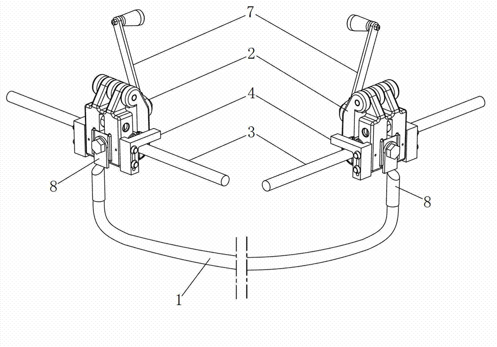 Rapid working clamp of pre-hanging type power distribution line de-icing engaged line