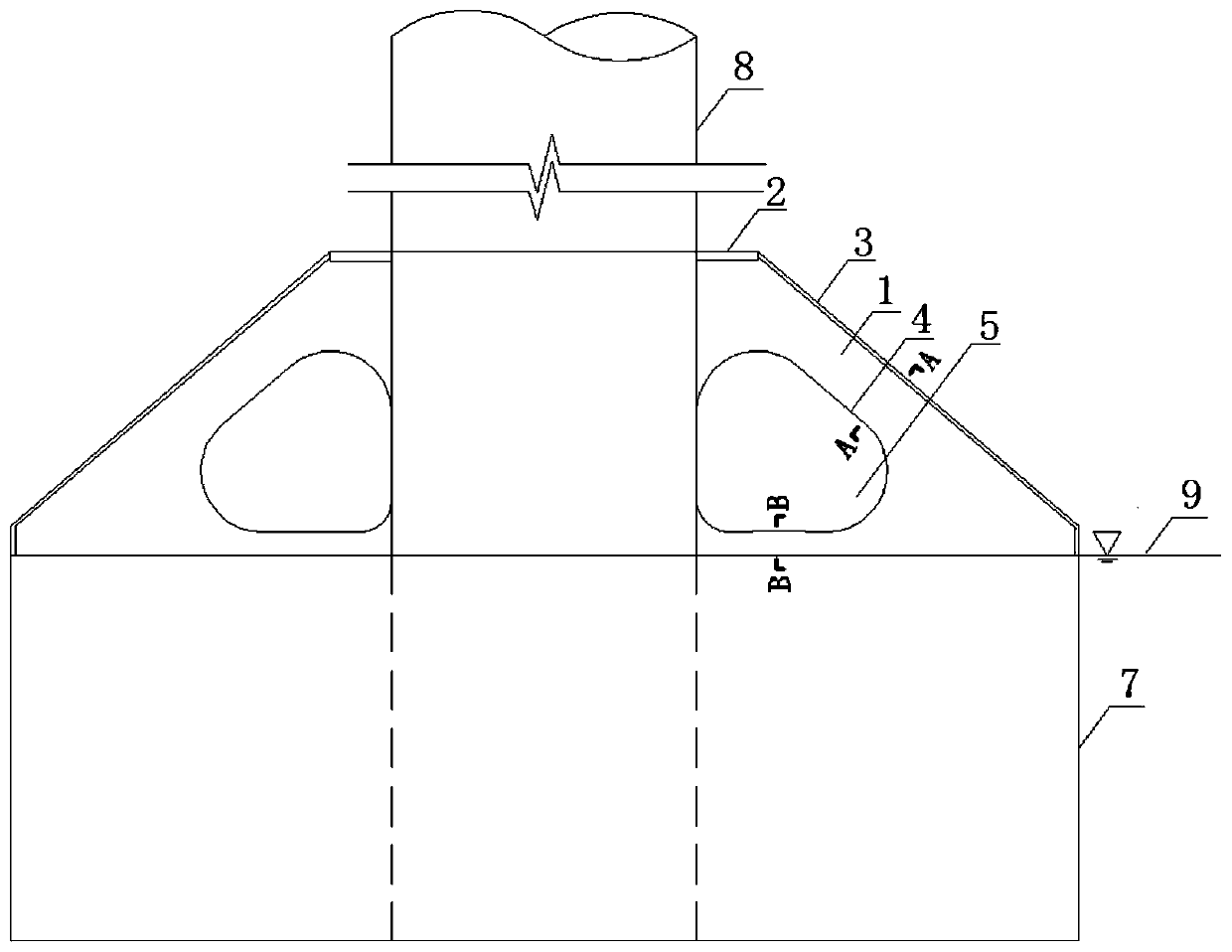 Connecting tooling used for single column and composite cylinder combined foundation