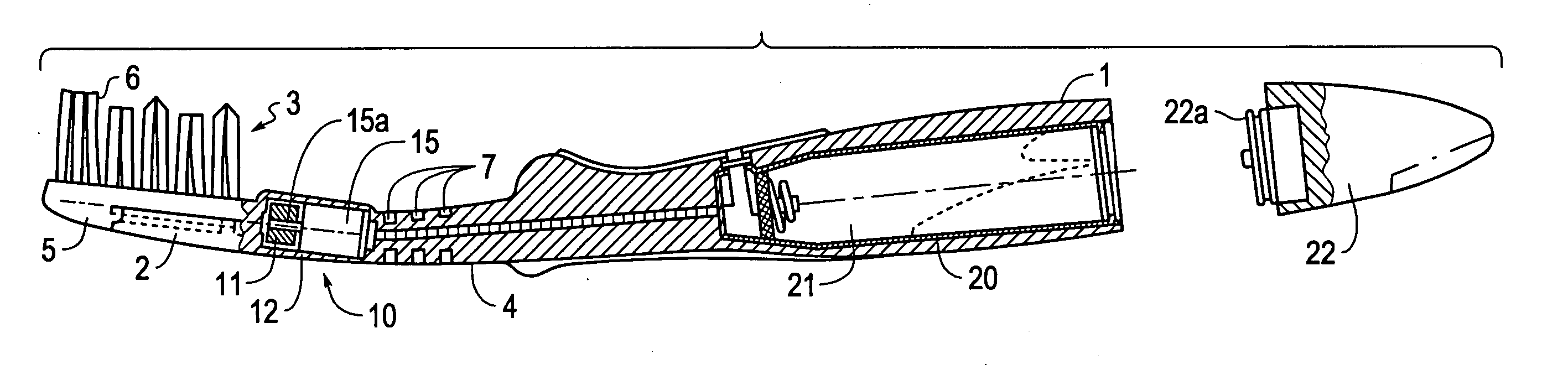 Interdental treatment device with vibrating head part