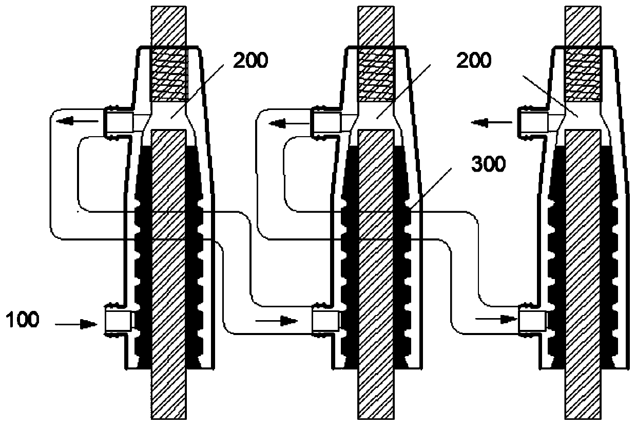 Assembly prefabricated component series-connection sleeve connecting structure and grouting method thereof