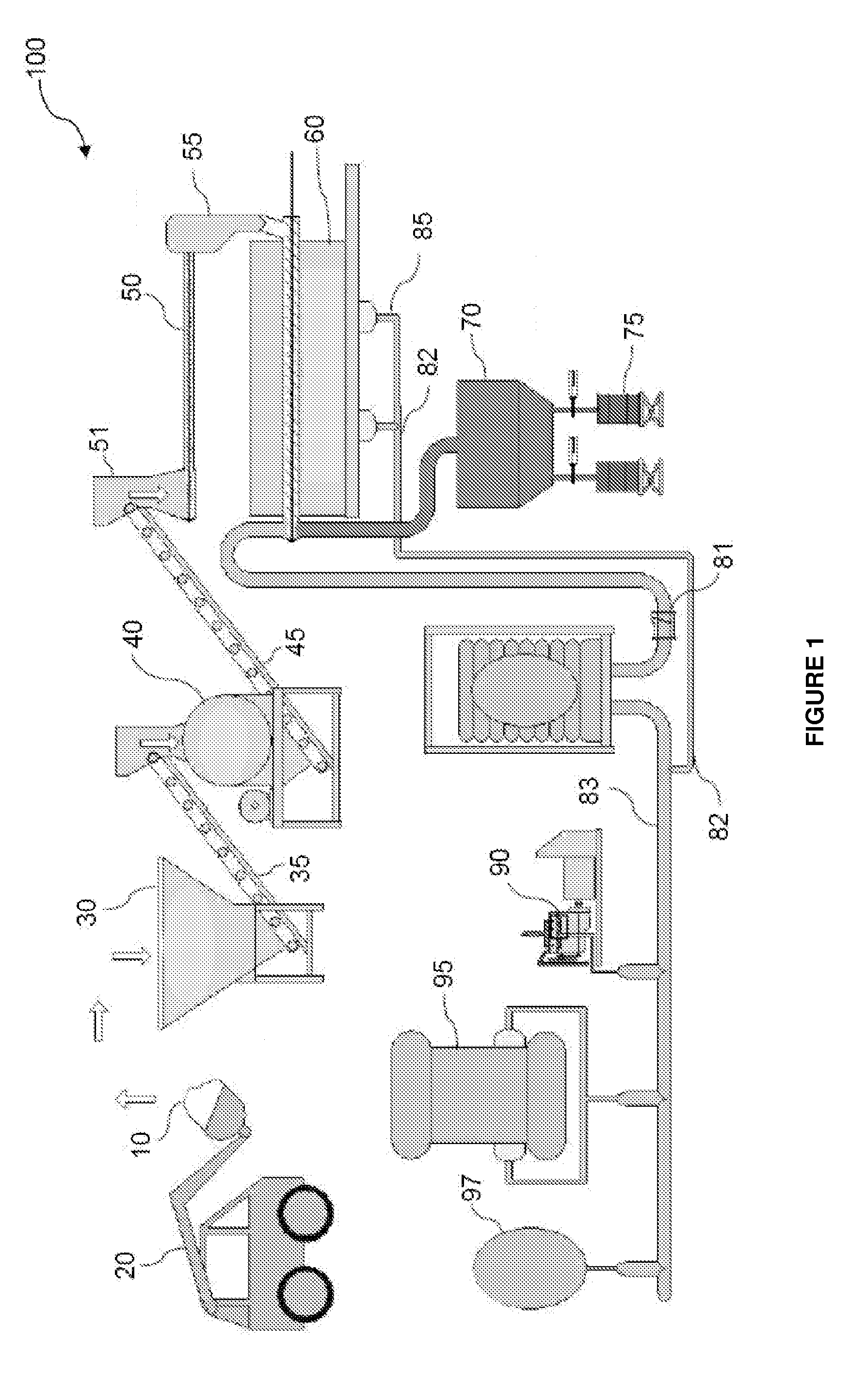 Process and device for devolatizing feedstock