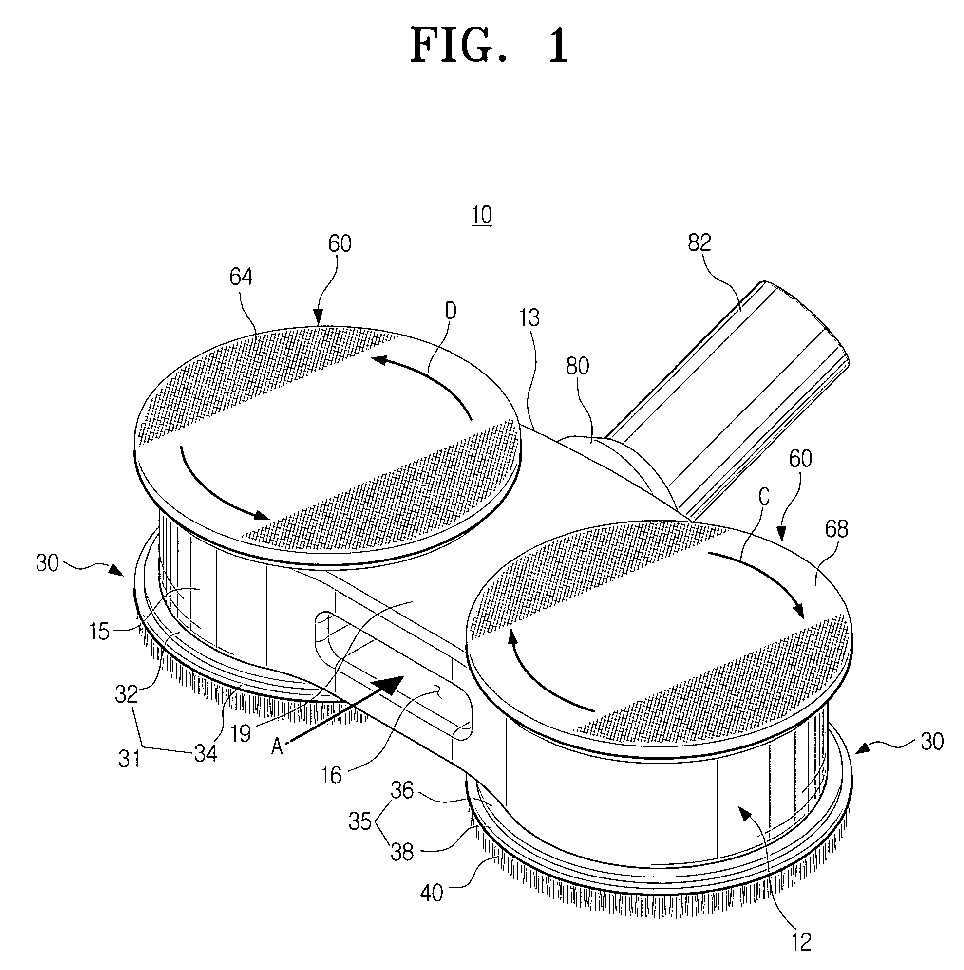 Double sided suction nozzle for use in vacuum cleaner