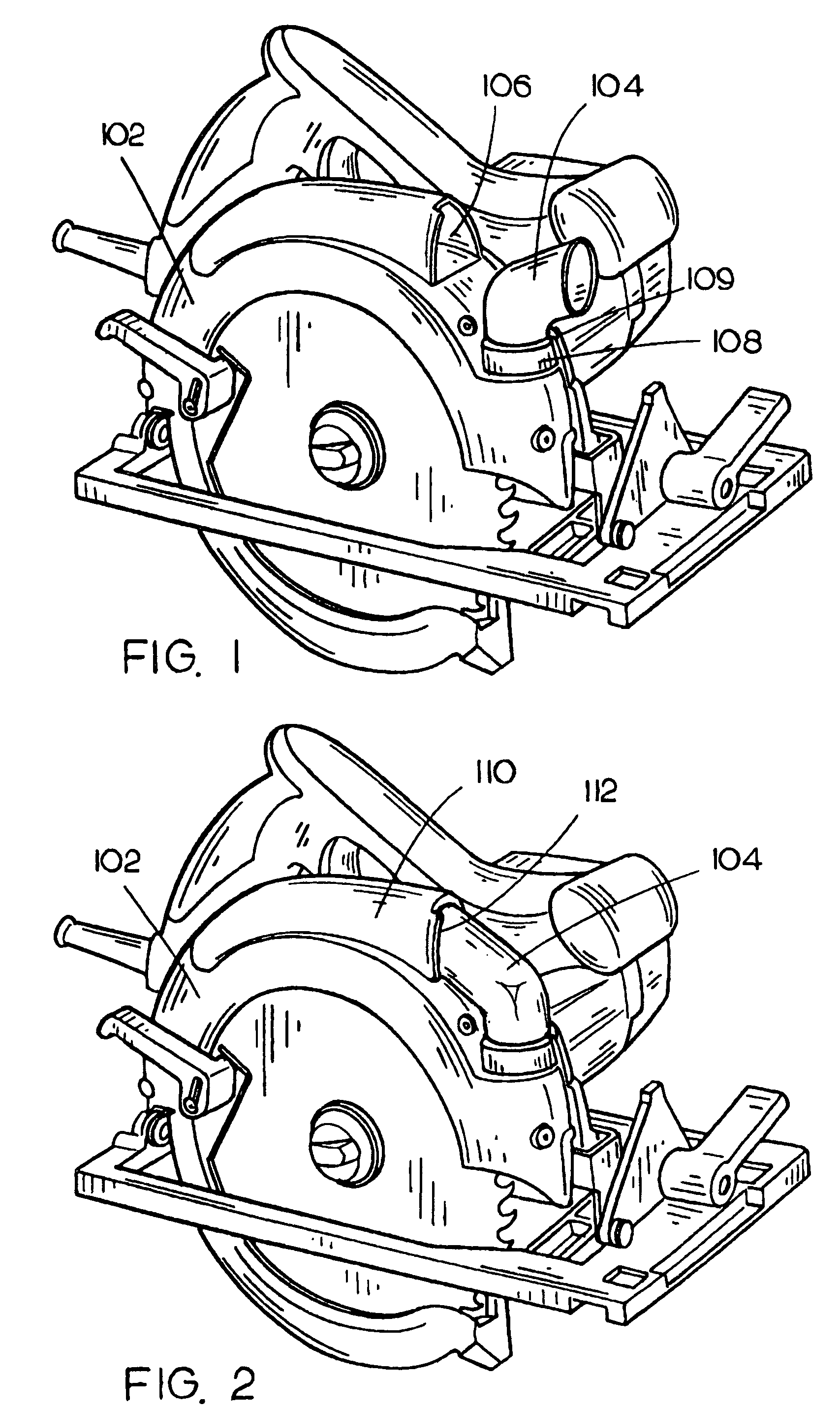 Variable dust chute for circular saws