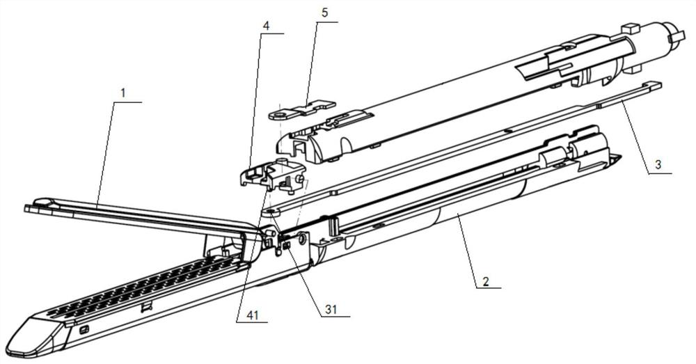 Linear cutting anastomat under bendable endoscope and assembly of linear cutting anastomat