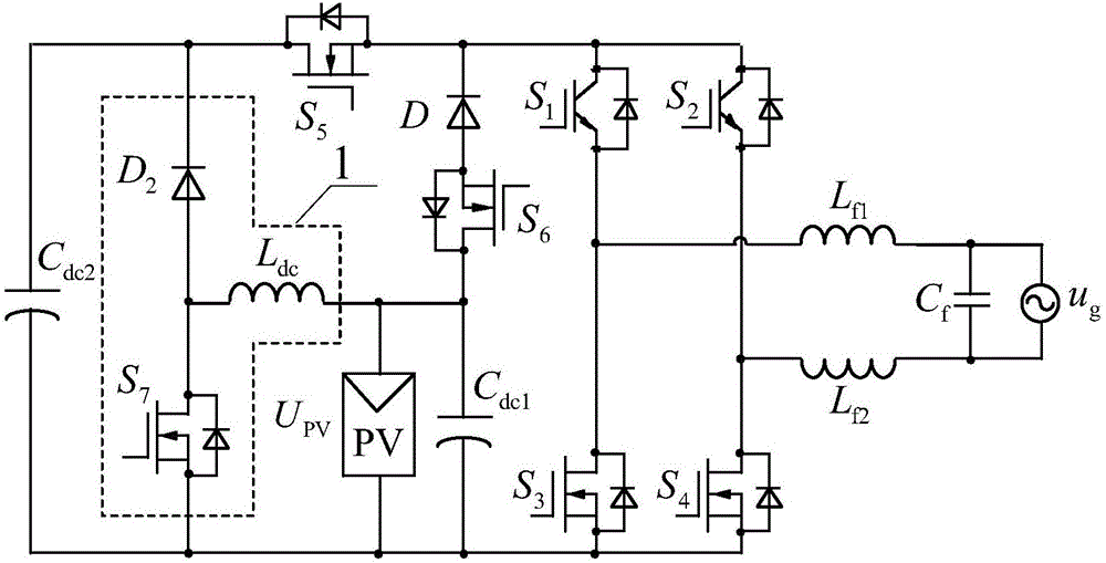 Quasi single-stage transformerless grid-connected inverter and control circuit thereof