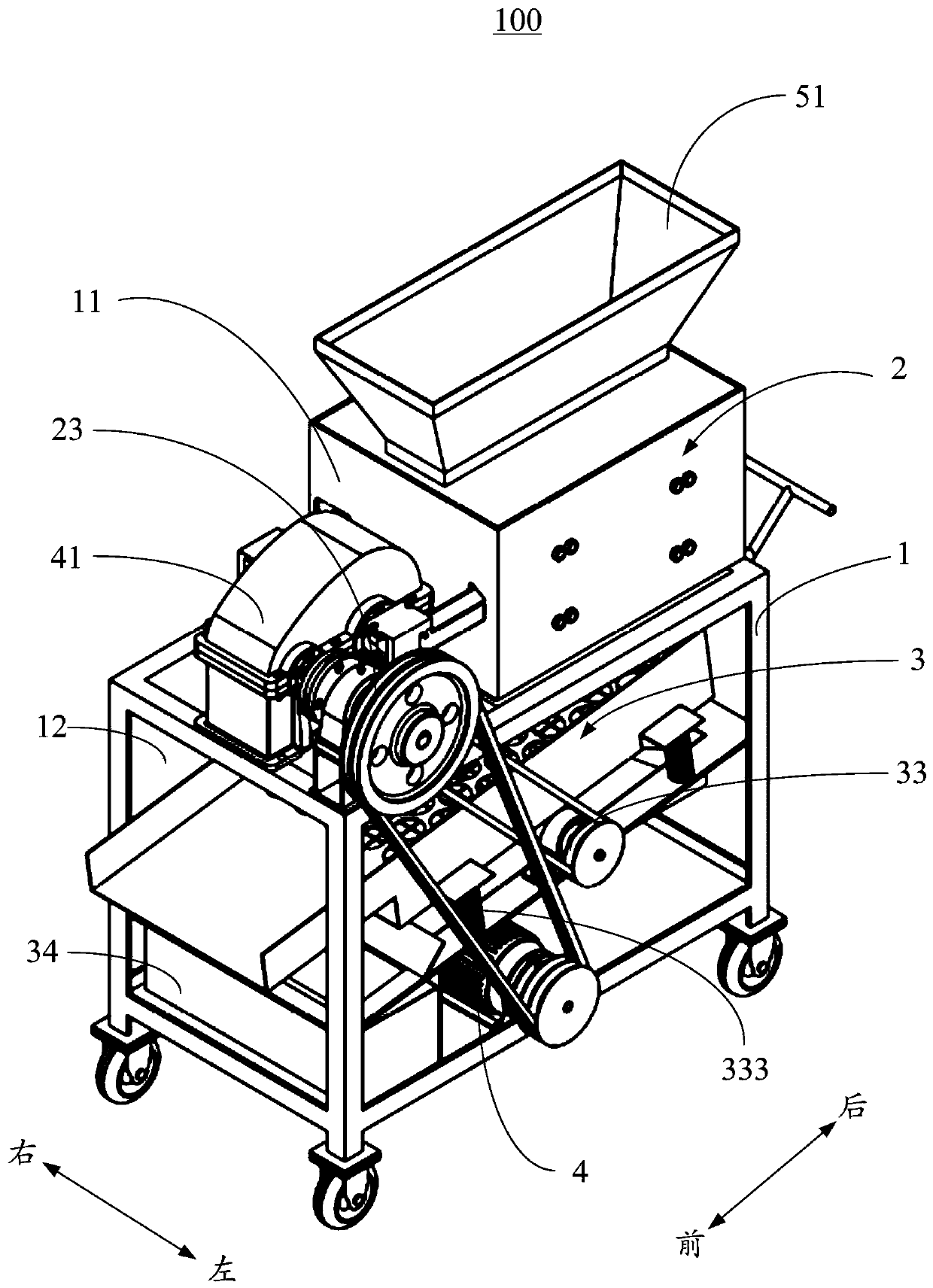 Chinese chestnut bract-peeling machine