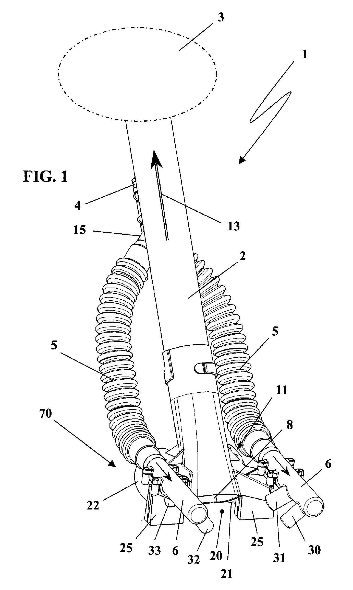 Vacuum arrangement for a ground area