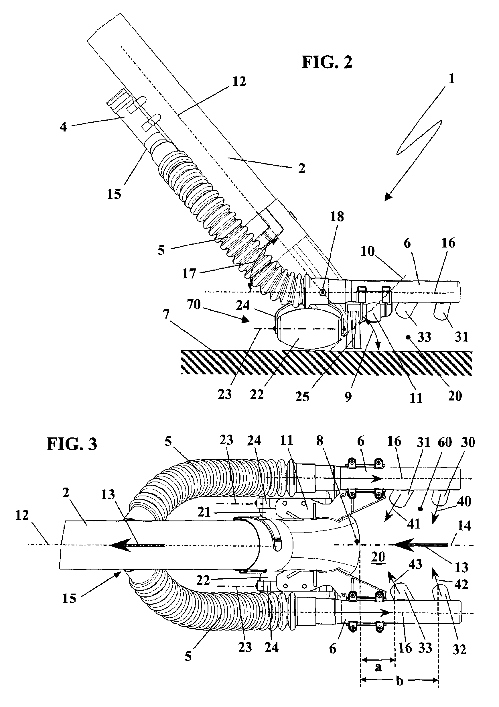 Vacuum arrangement for a ground area