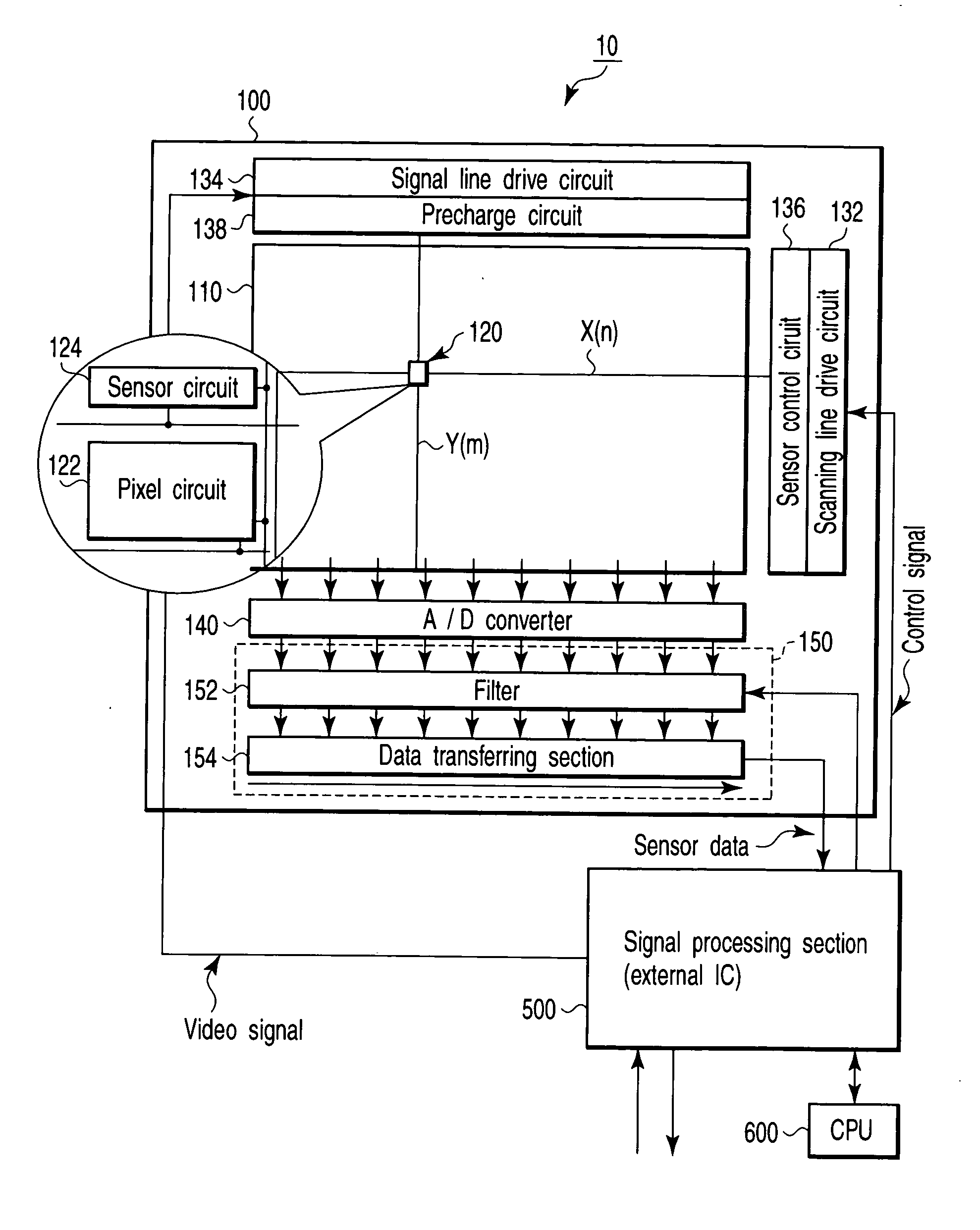 Display device with optical input function