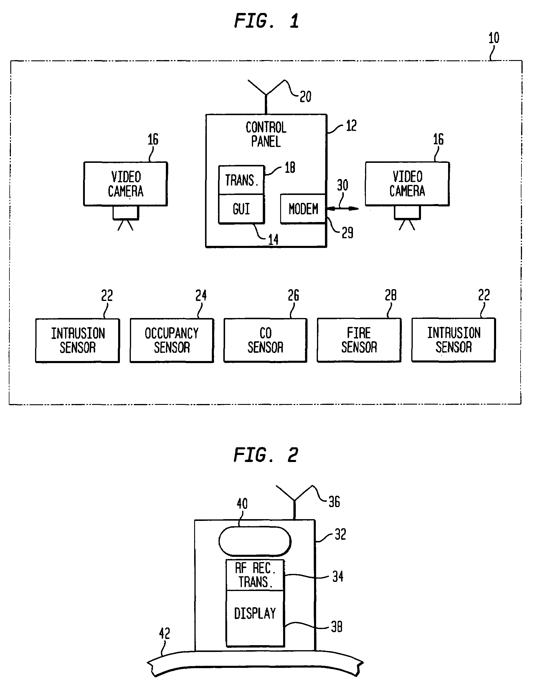 Security system with wireless RF portable monitor