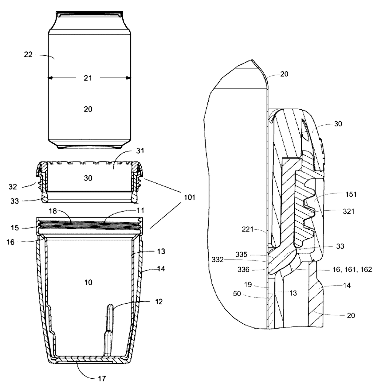 Apparatus and method for beverage container cooler with deflected compliant seal