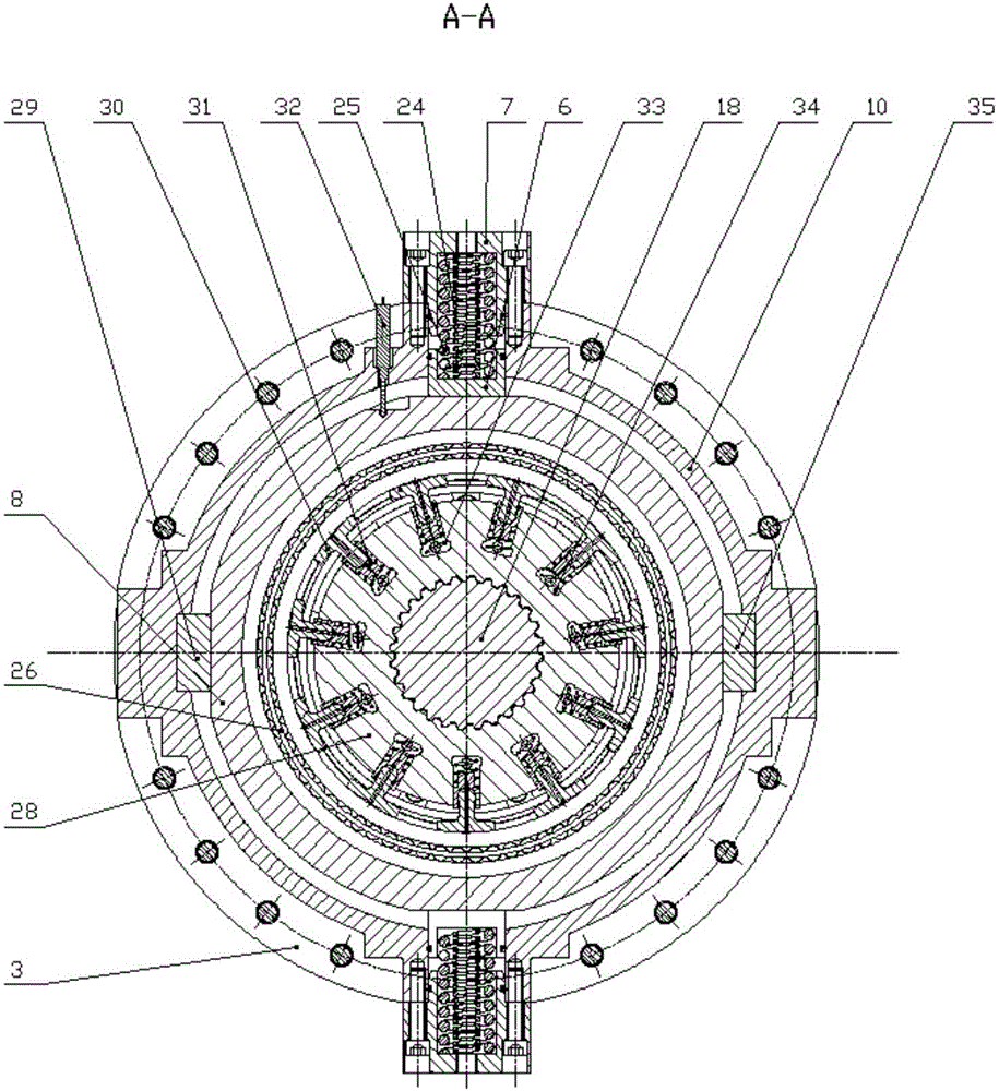 Hydraulic retarder provided with two end surface thrust plates and double rows of radial plungers