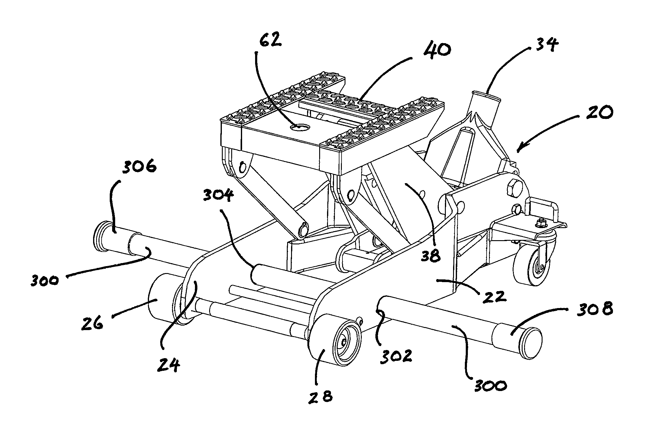 Jack with selectively interchangeable components