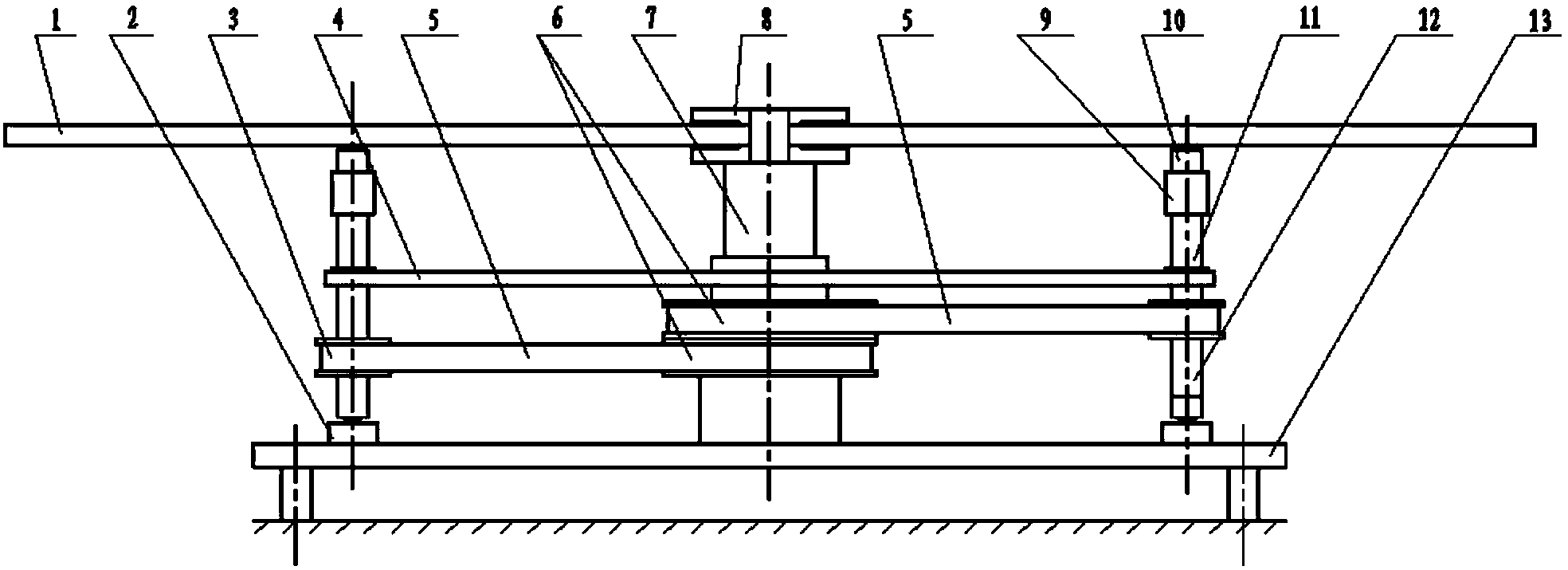 Planetary wheel loading device for ground test equipment of rotating wing plate for aircraft