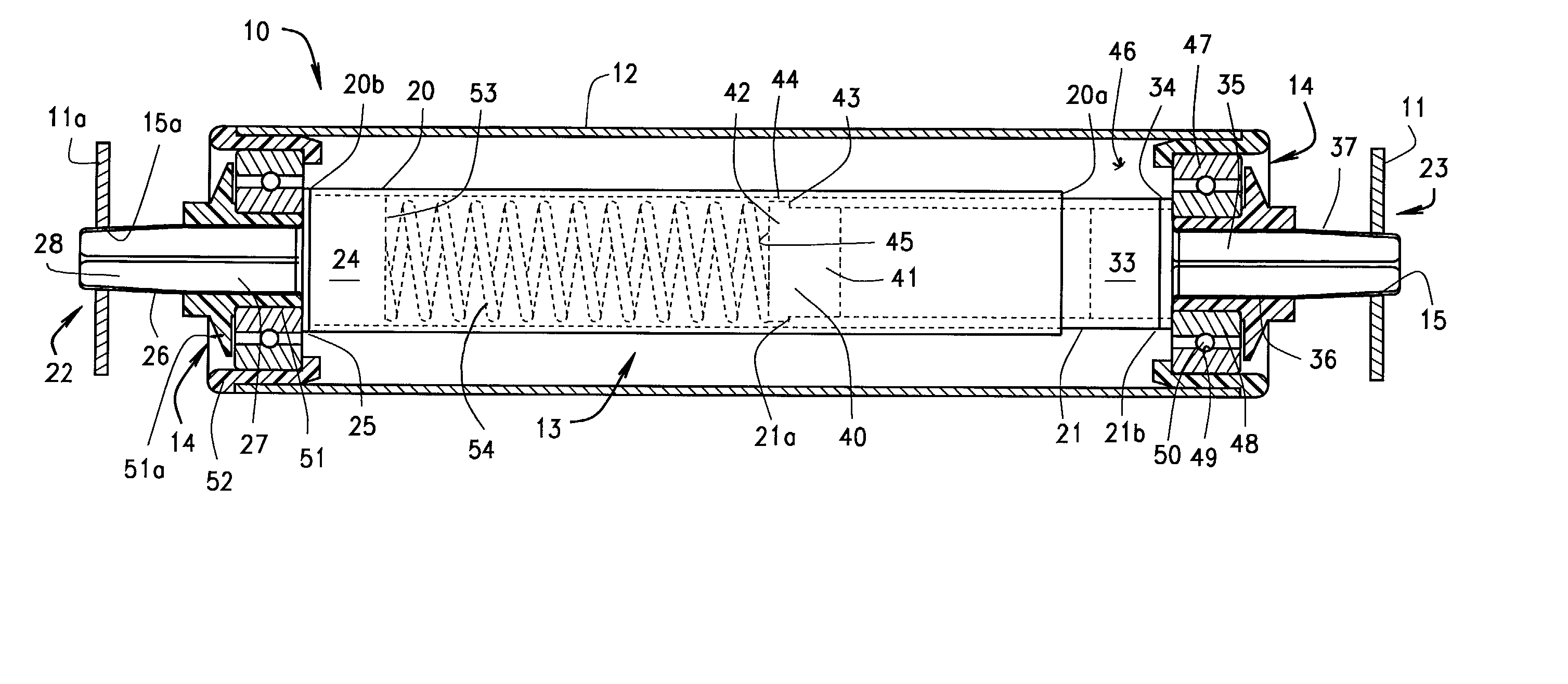 Coneyor roller with telescoping axle having tapered ends