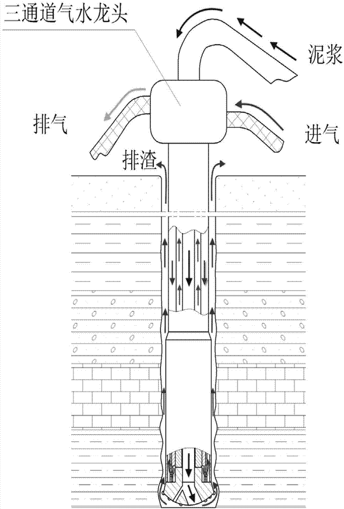 Mud retaining wall and air down-the-hole hammer drilling tool and drilling technology