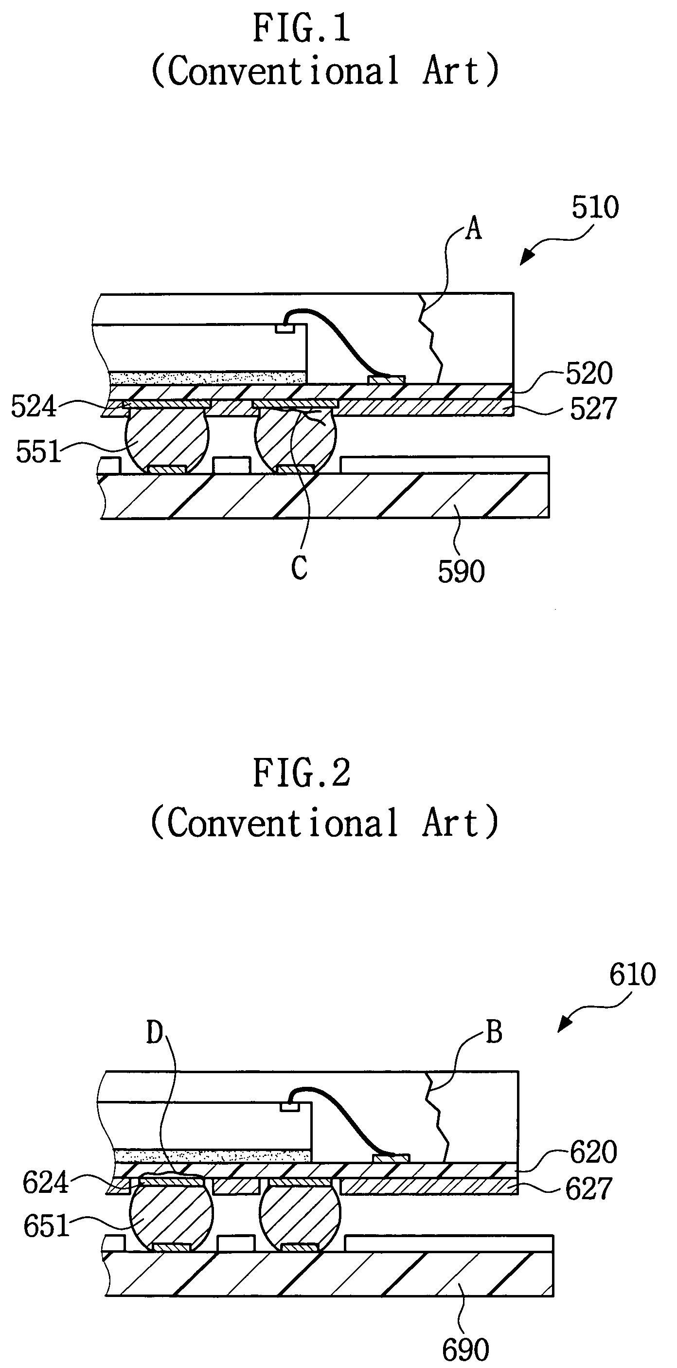 BGA semiconductor chip package and mounting structure thereof