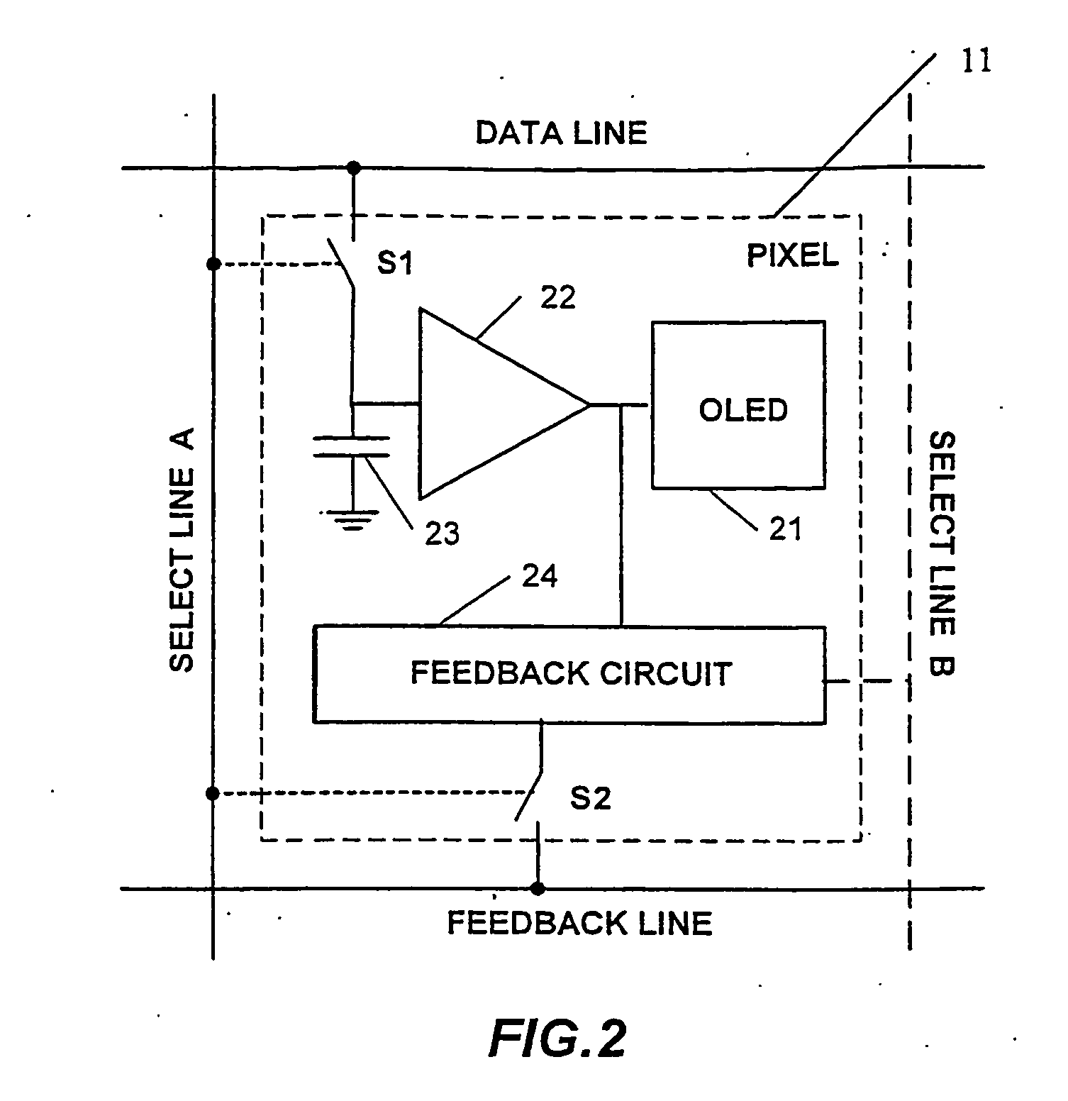 Circuit and method for driving an array of light emitting pixels