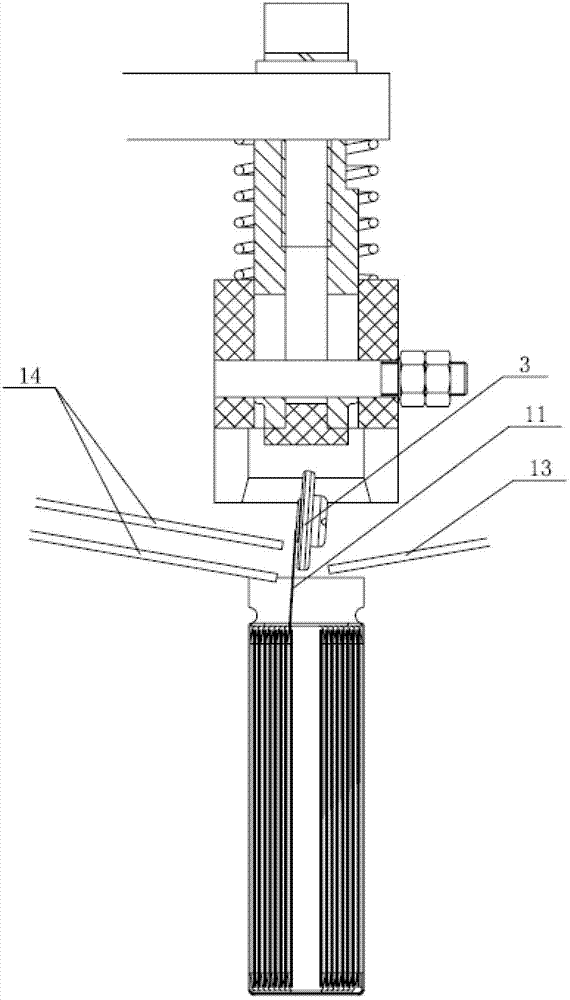 Anode lug bending and sealing body press-in device for cylindrical lithium battery