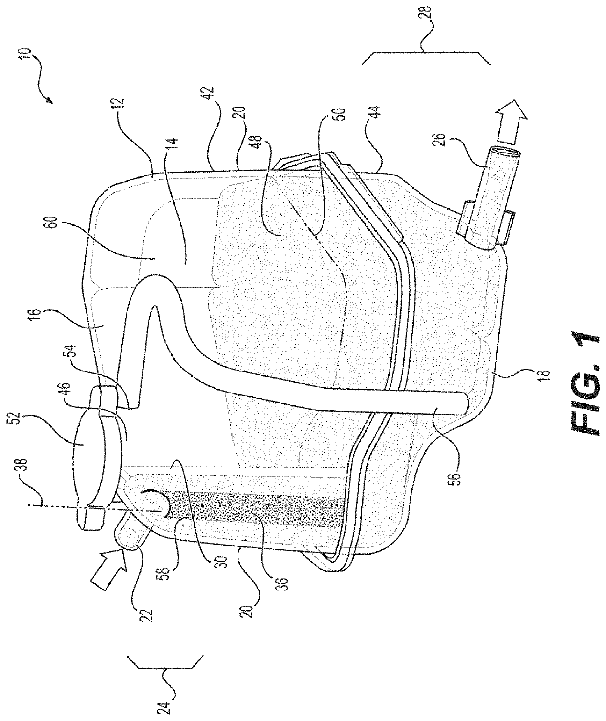 Vented degas bottle for motor vehicle coolant system