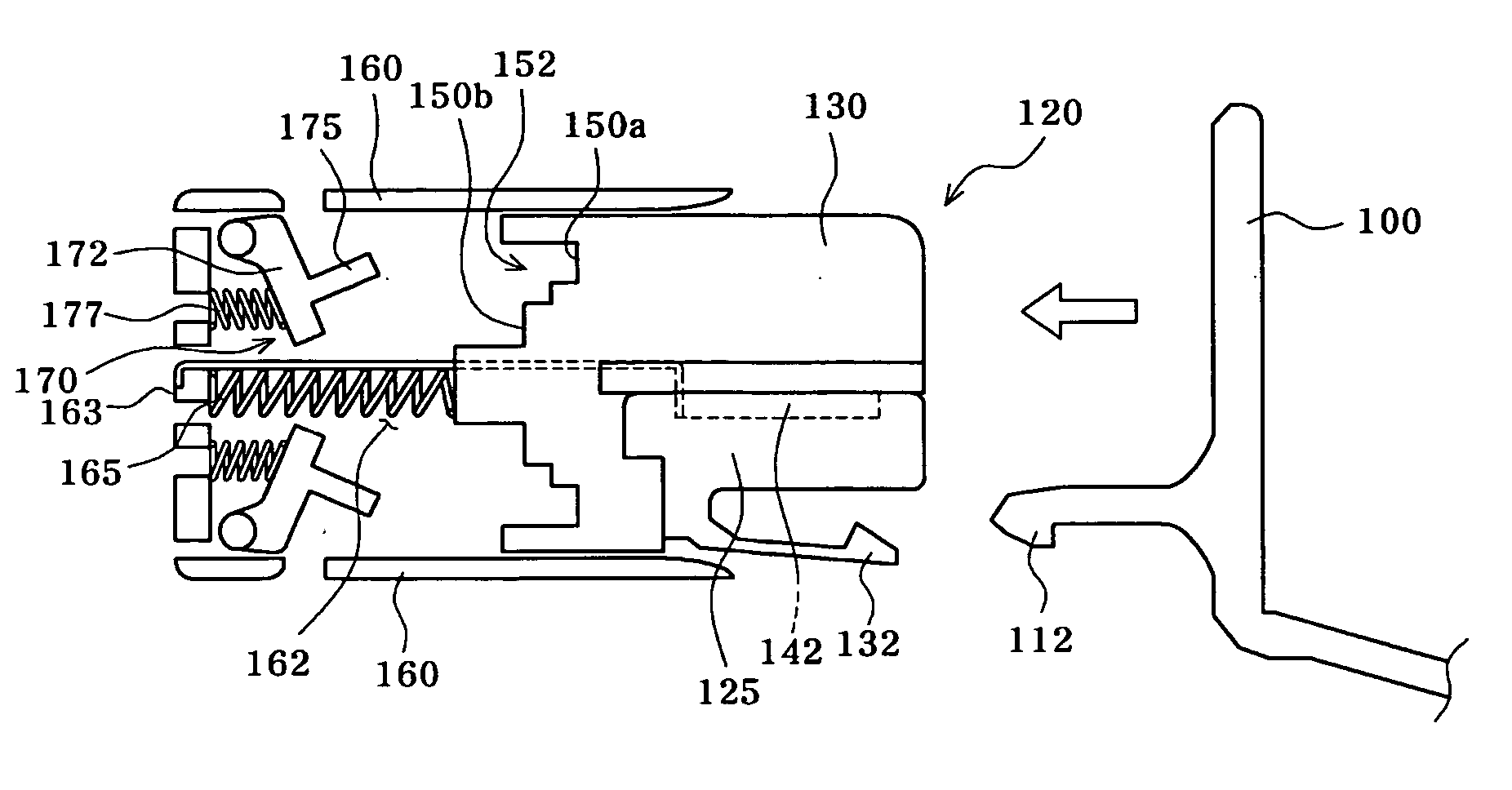 Tray latching device