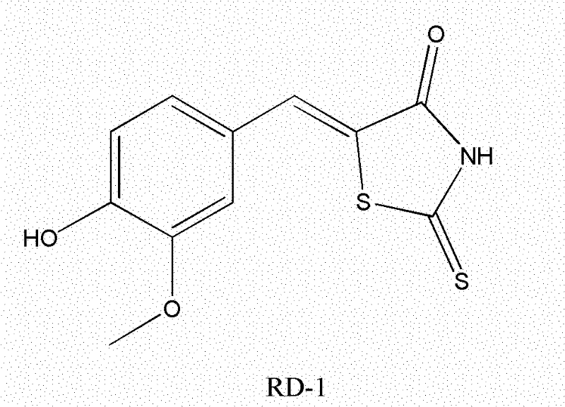 Application of 5-(4-hydroxyl-3-methoxybenzylidene)rhodanine to preparation of medicament for treating Parkinson's disease