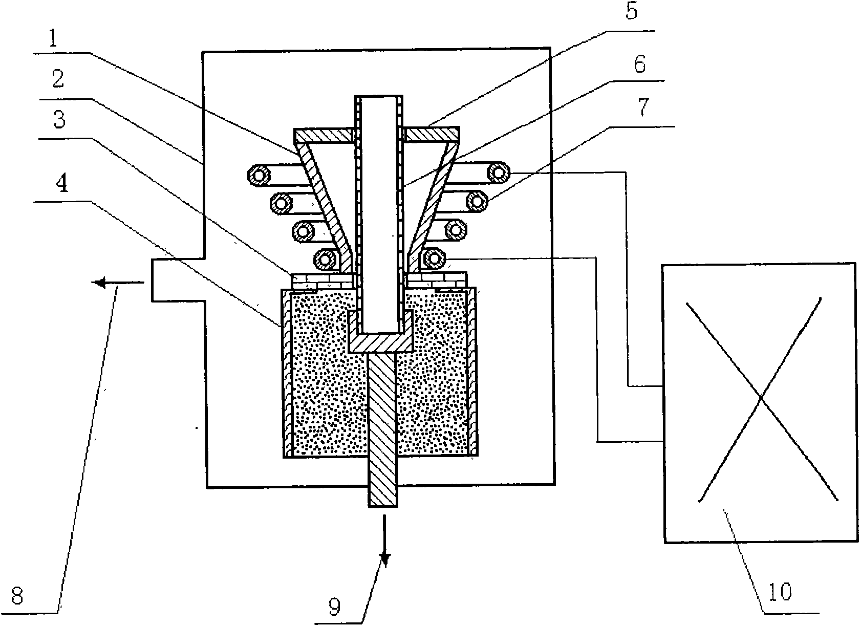 High-temperature gradient directional solidification conical graphite induction heater