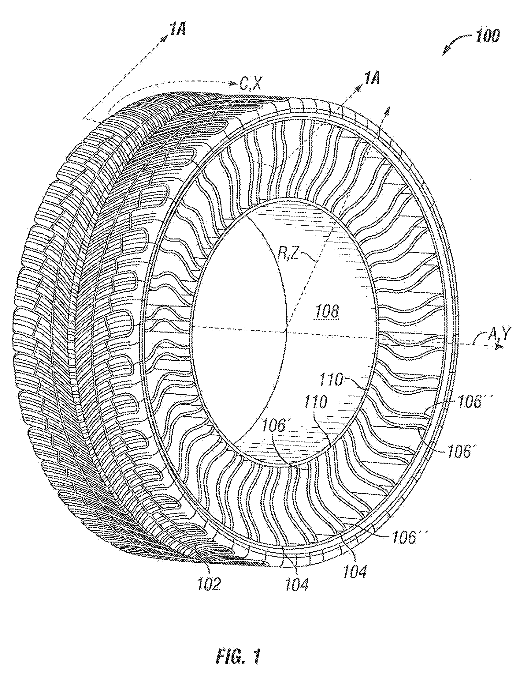 Controlled buckling of a shear band for a tire