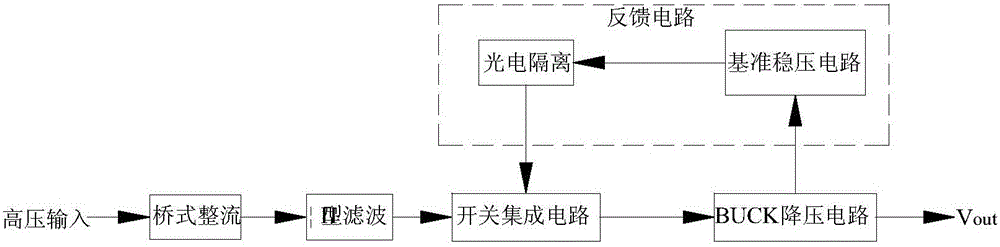 Input-output common ground based high-voltage adjustable step-down circuit