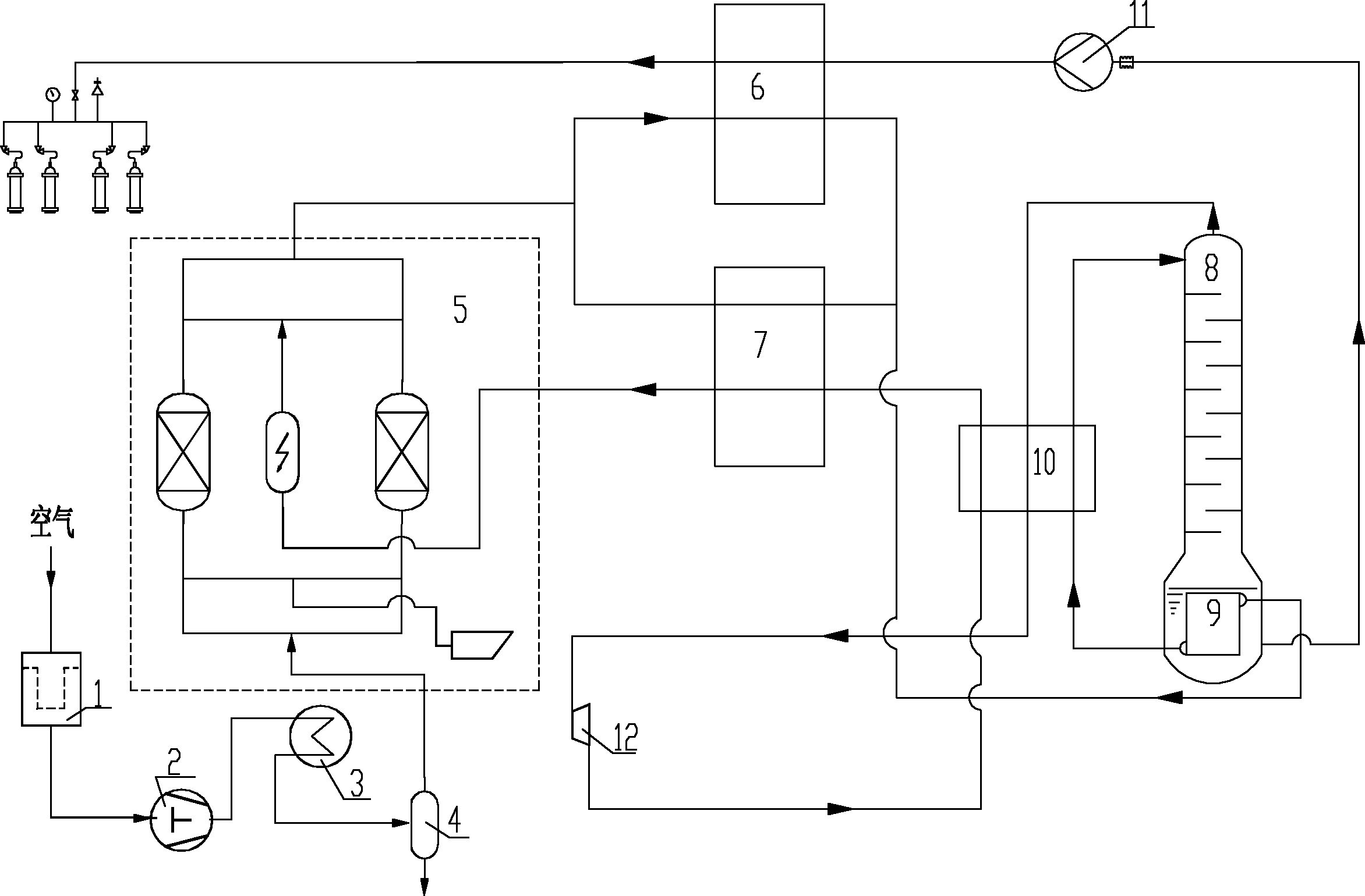 Process for preparing high-pressure medical oxygen